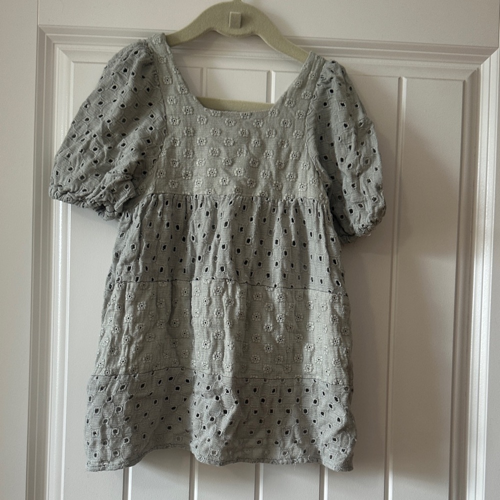 Rylee + Cru Gray Eyelet Kids Dress